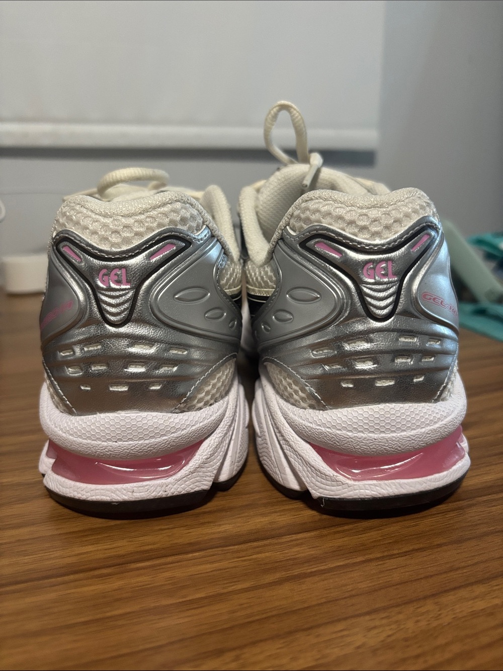Asics Women's Silver, White & Pink Running Sneakers cream/sweet pink - Picture 2 of 7